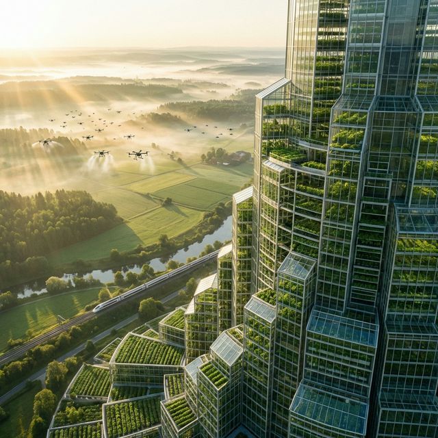 Healthy green agricultural crops and farm landscape