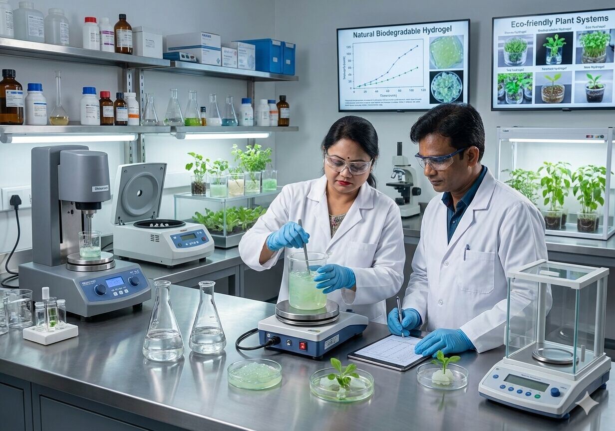Researchers developing formulations in a laboratory